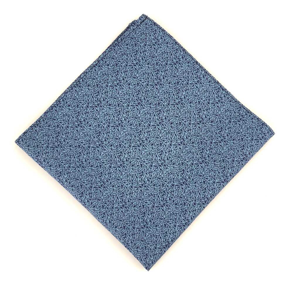 Blue Micro Foliage Pocket Square Handkerchief